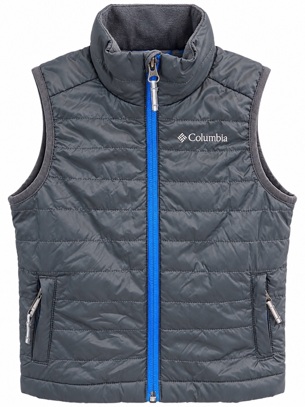 Columbia Kids Omni-Heat Puffer Vest Gray Blue Zip